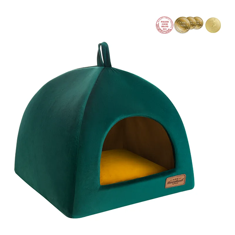Budka dla psa i kota Recobed welurowa S 40×40 cm, zielona