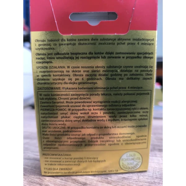 Sabunol Obroża Przeciw Pchłom Dla Kota Czerwona 35cm Sabunol Obroża Przeciw Pchłom Dla Kota Czerwona 35cm – zdjęcie 2