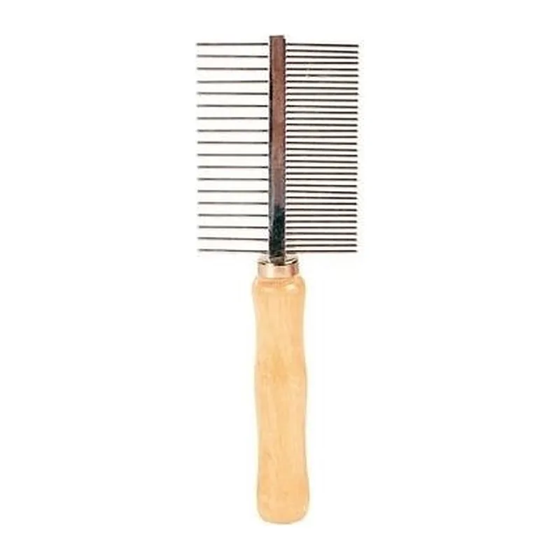 Grzebień dwustronny dla psa i kota Trixie 17 cm, drewniana rączka